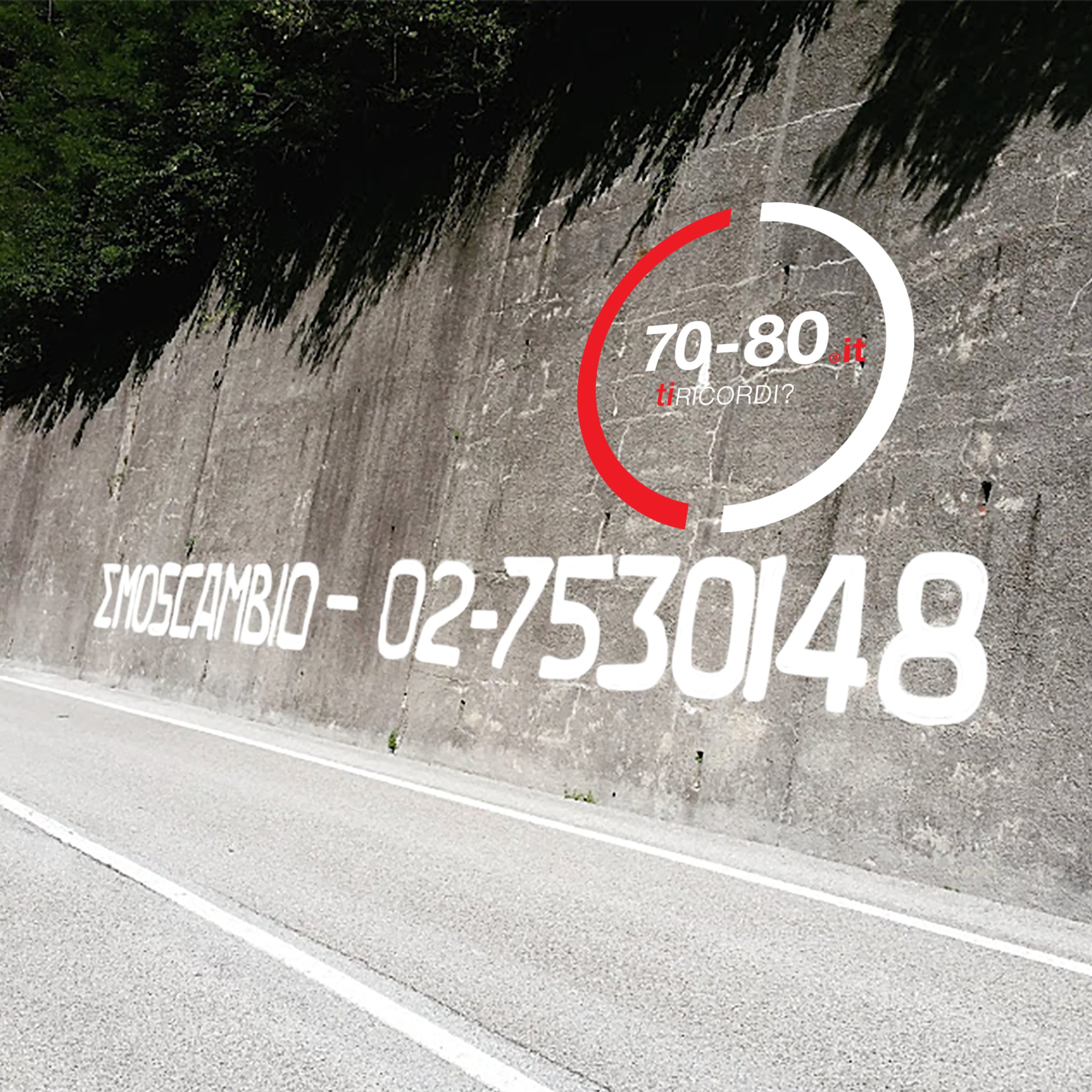 SETTANTAxOTTANTA: Anni 70 e 80. Compare sui muri limitrofi alle strade la scritta Emoscambio. 