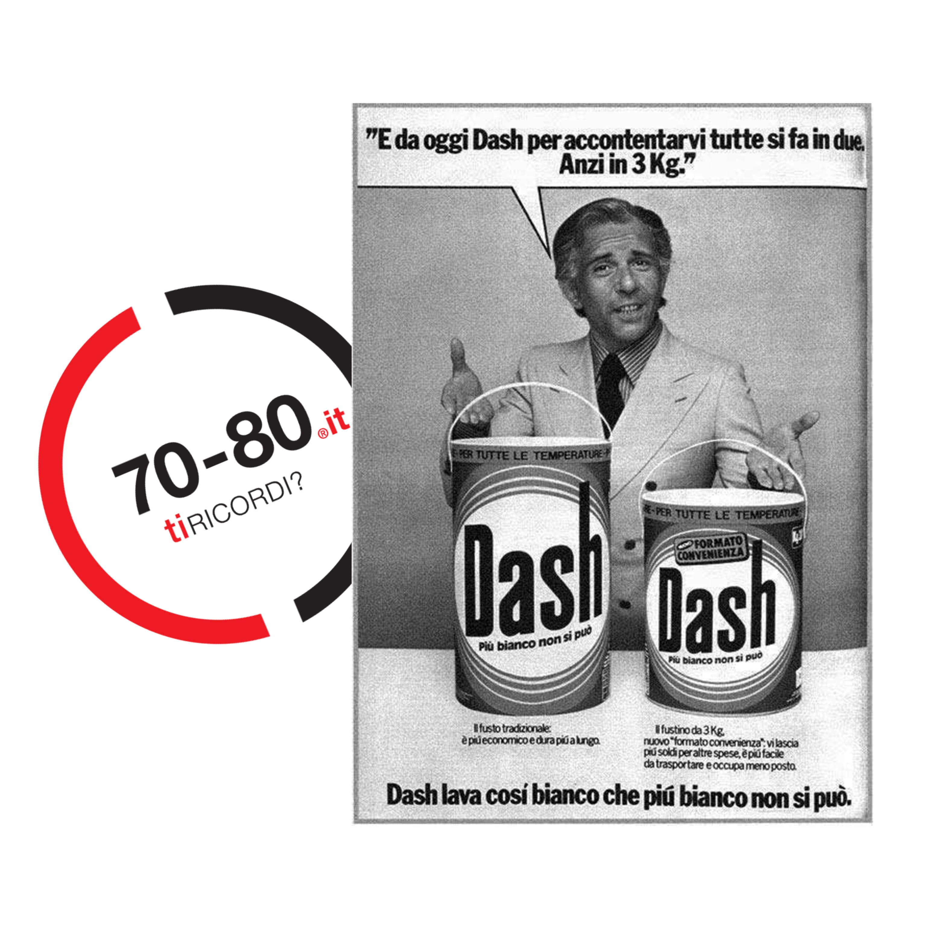 SETTANTAxOTTANTA: 1965. Il fustino Dash diventa specchio di un’epoca. Il detersivo e il contenitore multiuso affascinano le casalinghe